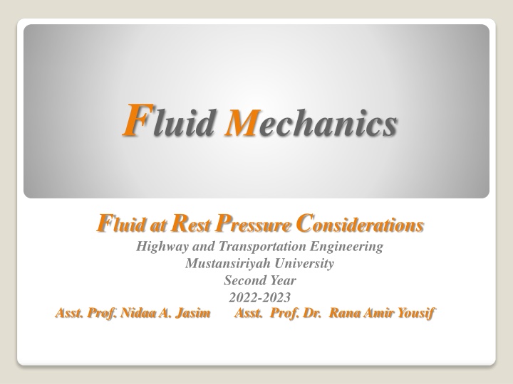 Fluid Mechanics: Pressure Considerations in Transportation Engineering