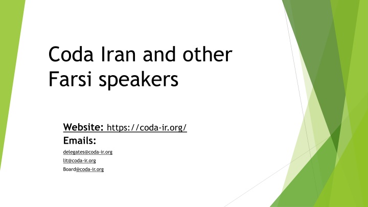 CoDA Iran & Farsi Speakers: Service Structure & Literature