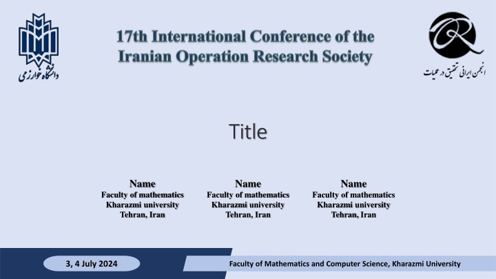 Faculty of Mathematics Conference July 2024 at Kharazmi University
