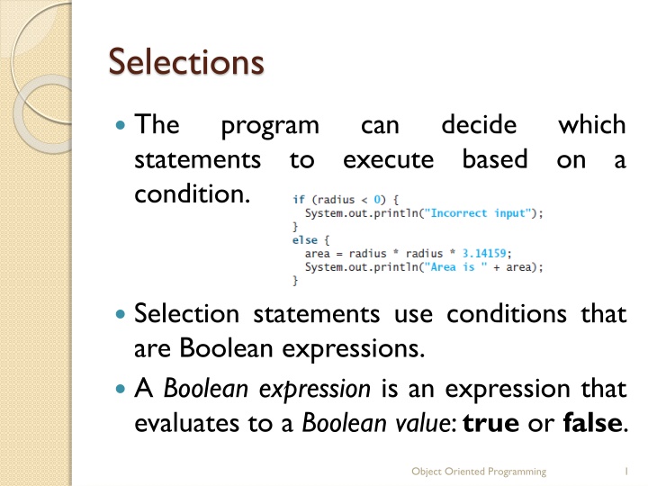 Selection Statements in Programming