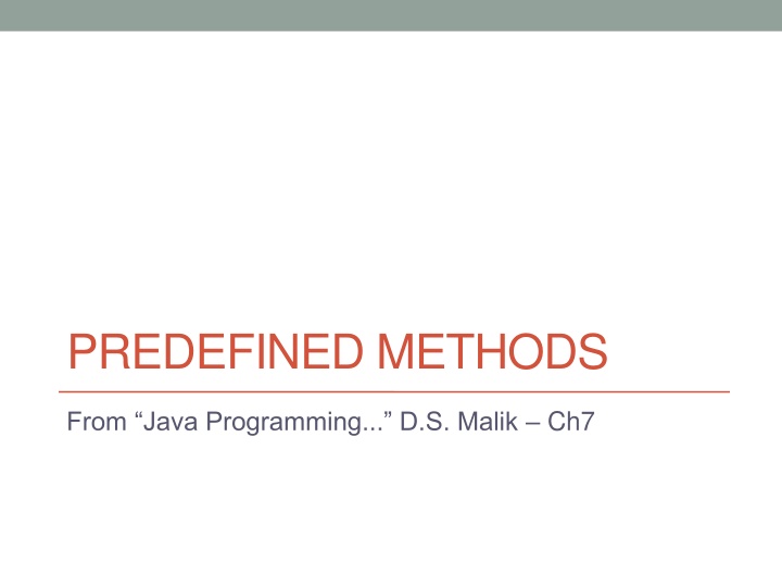 Overview of Predefined Methods in Java Programming
