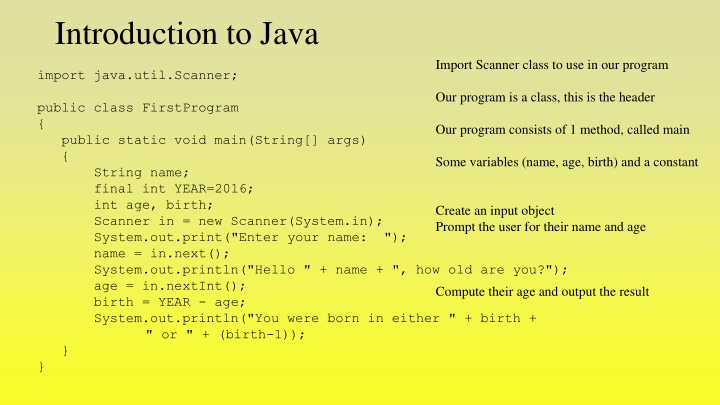 Introduction to Java Import Scanner Class