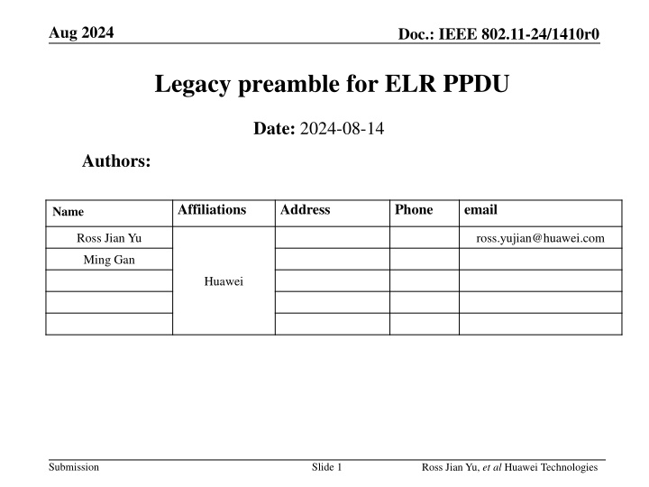 Legacy Preamble Functions and Formats