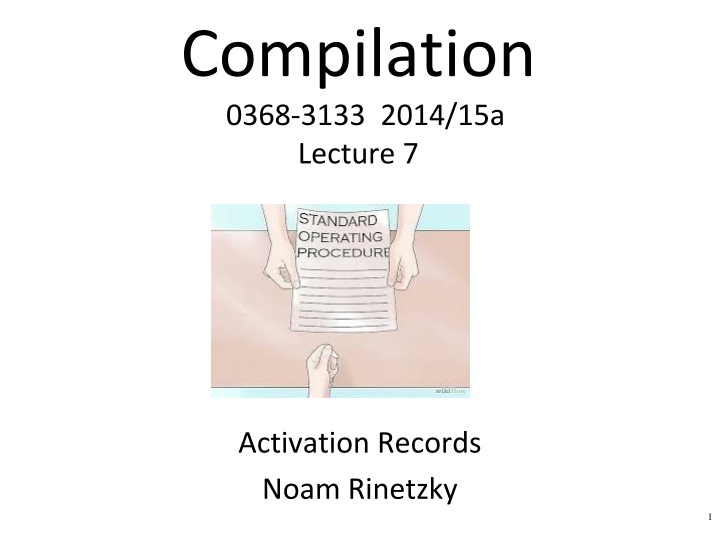 Code Generation and Procedure Calls in Compilation