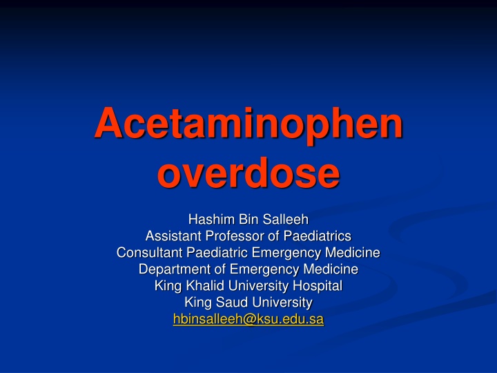 Acetaminophen Overdose in Pediatrics: Advice and Interventions