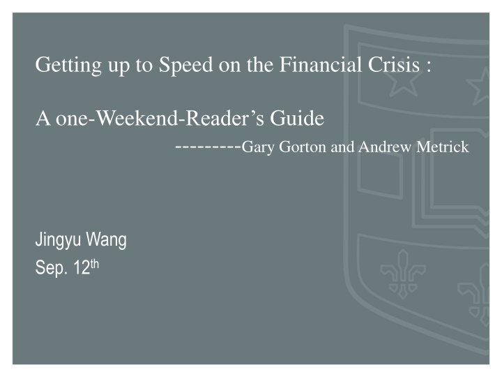 Speed on Financial Crisis Document Highlights