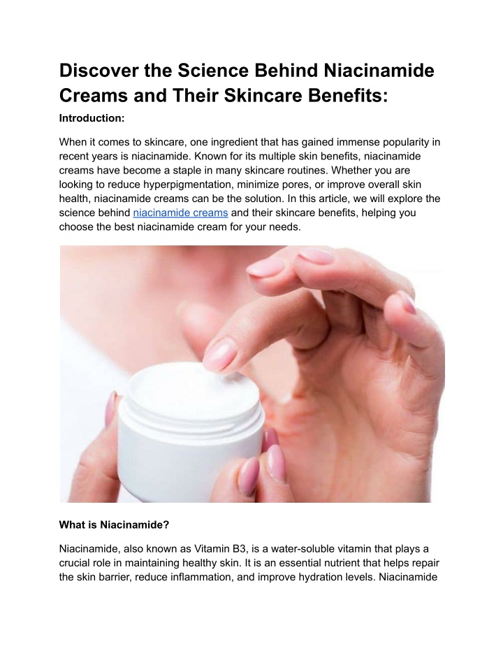 discover the science behind niacinamide creams n.w
