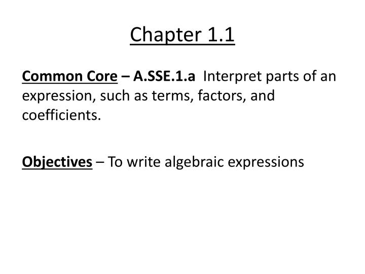 Algebraic Expressions and Numbers