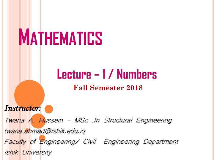 Ishik University: Types of Numbers and their Divisions