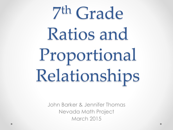 7th Grade Ratios and Proportional Relationships