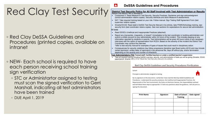 Red Clay Test Security Guidelines and Procedures for Schools