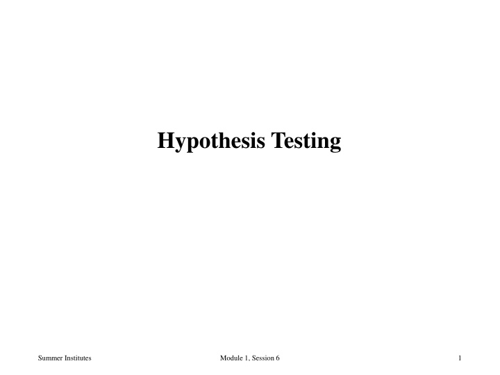 Hypothesis Testing