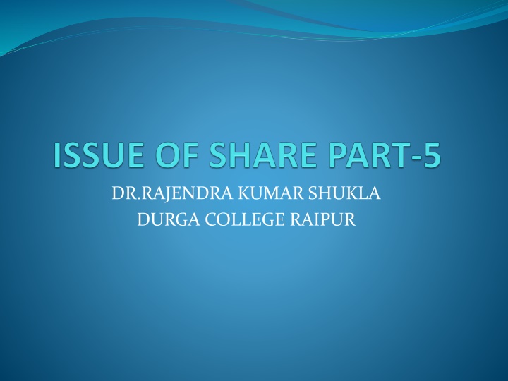 Forfeiture of Shares and its Accounting Treatment