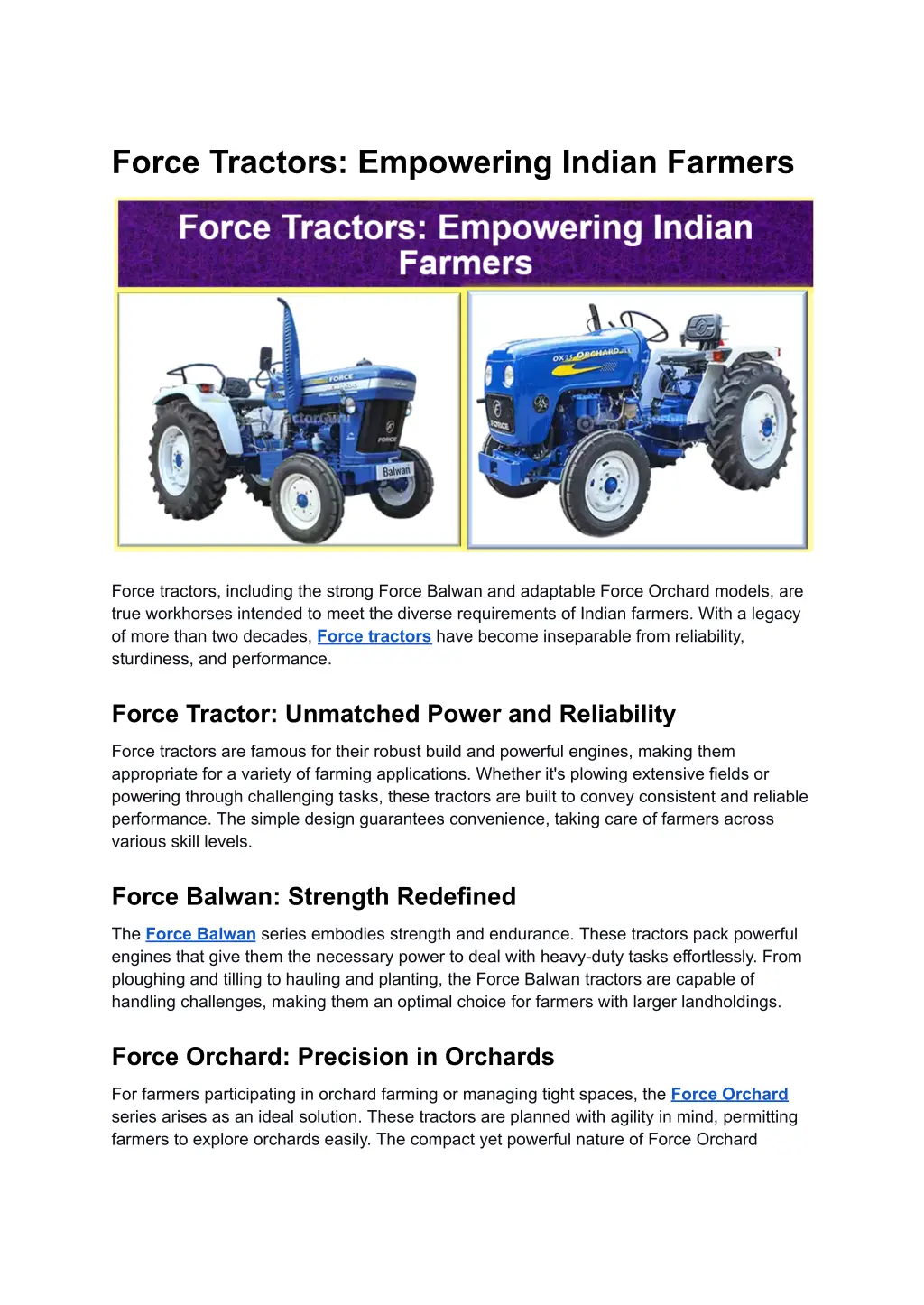 force tractors empowering indian farmers n.