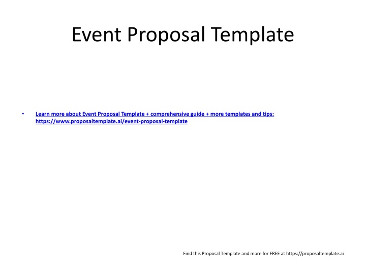 Event Proposal Template