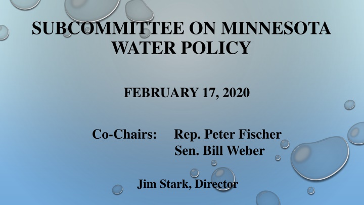 Minnesota Water Policy Subcommittee Meeting Agenda - February 17, 2020