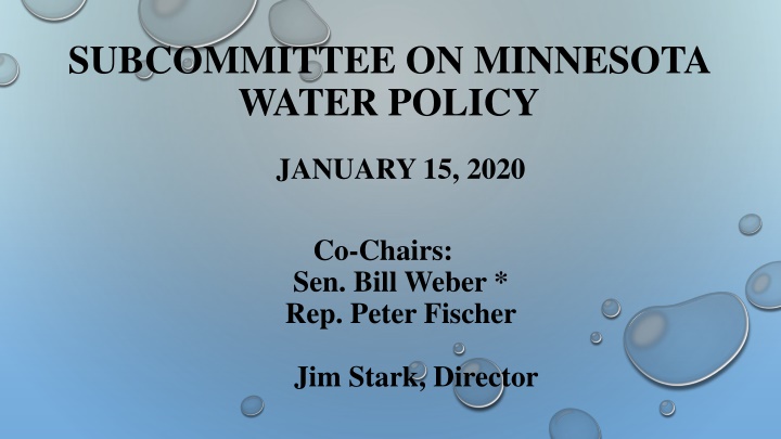 Minnesota Water Policy Subcommittee Meeting Agenda
