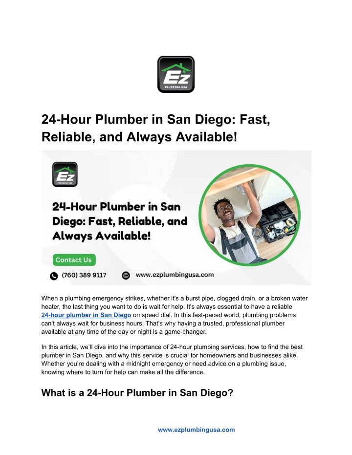 24 hour plumber in san diego fast reliable n.w