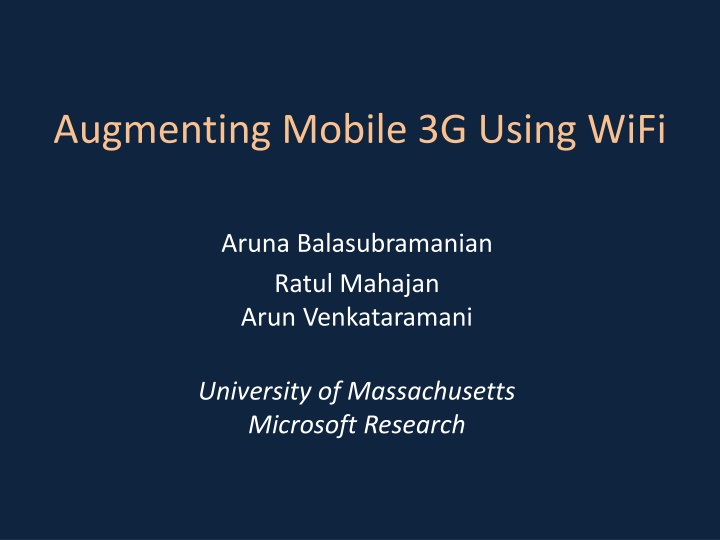 Augmenting Mobile 3G Using WiFi: Addressing Spectrum Challenges