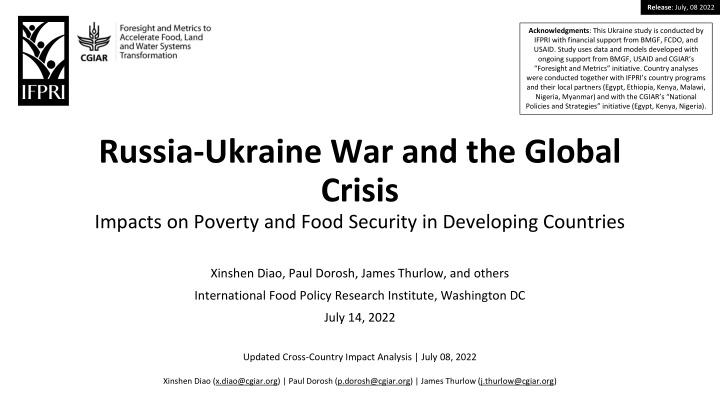 Russia-Ukraine War Impacts on Food Security in Developing Countries