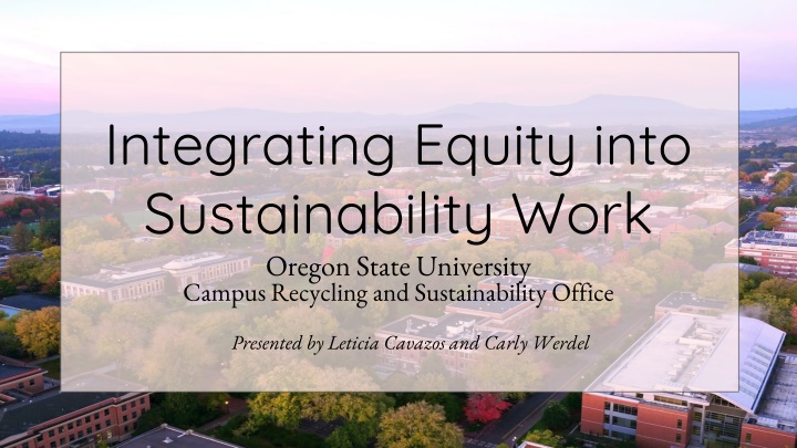 Integrating Equity into Sustainability at Oregon State University