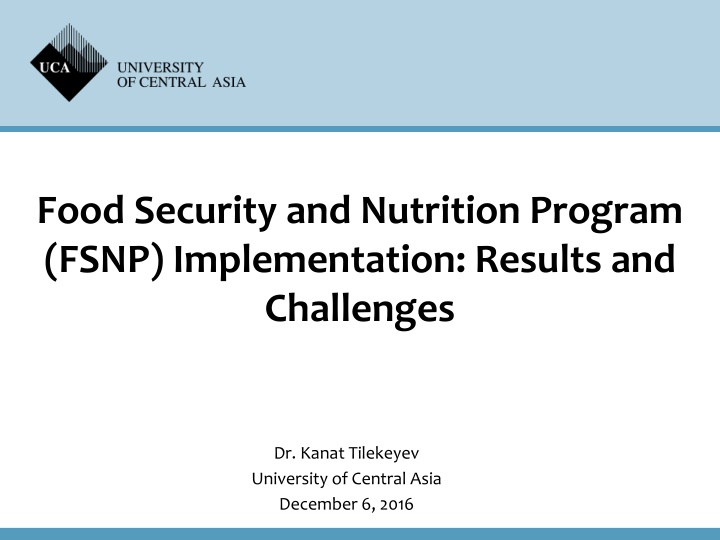 Food Security and Nutrition Program: Results and Challenges