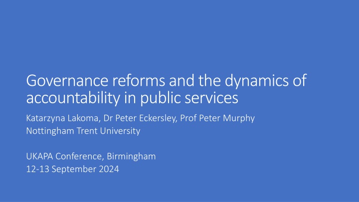 Dynamics of Accountability in Public Services