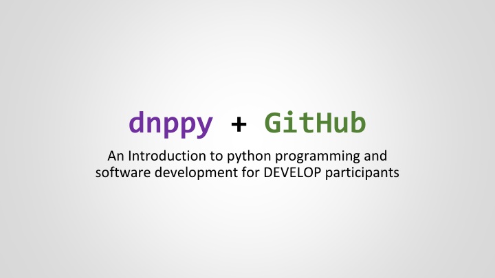 Introduction to Python Programming and Software Development with dnppy