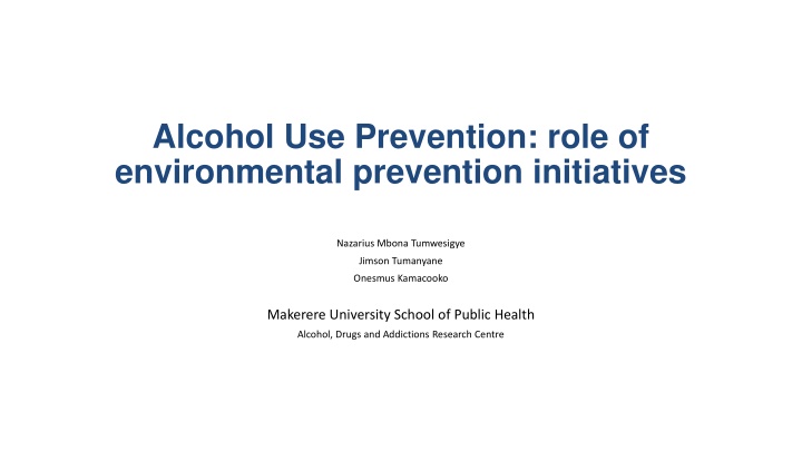 Role of Environmental Prevention Initiatives in Alcohol Use Prevention