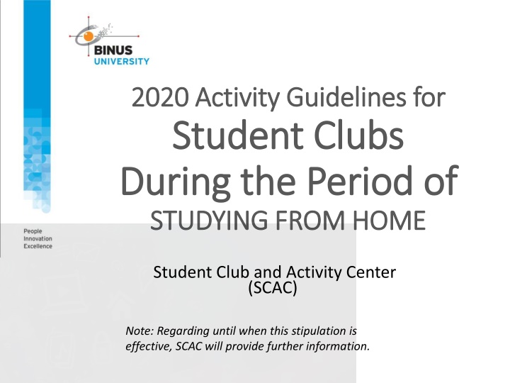 Student Club Guidelines During Online Study Period