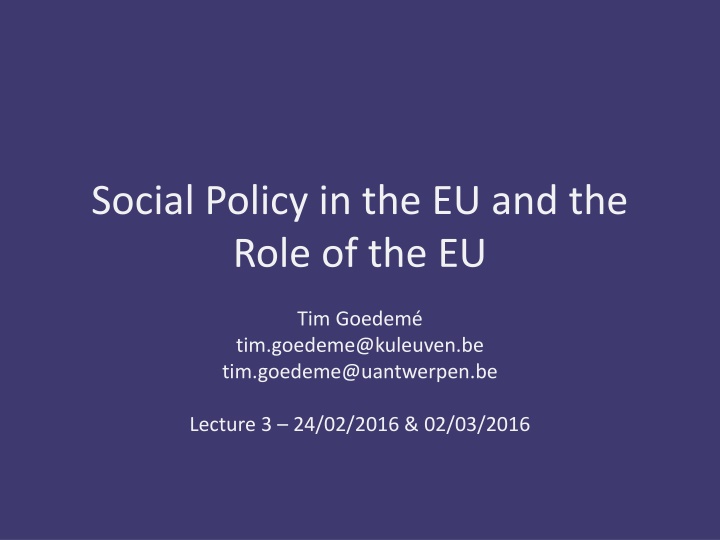 EU Social Policy and Governance