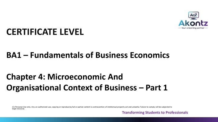 Microeconomic and Organisational Context of Business