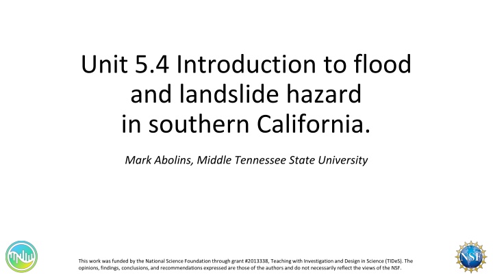 Flood and Landslide Hazards in Southern California