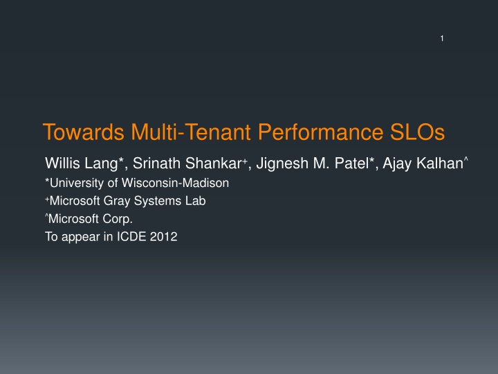 Multi-Tenant Performance SLOs