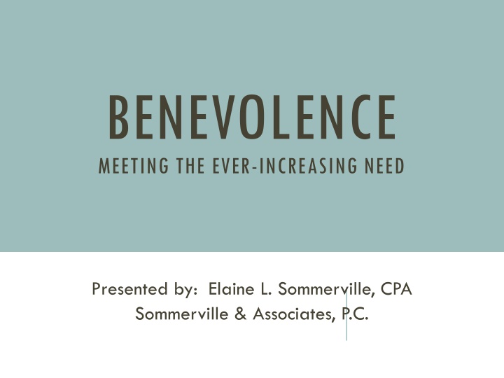 Meeting the Ever-Increasing Need for Benevolence Programs