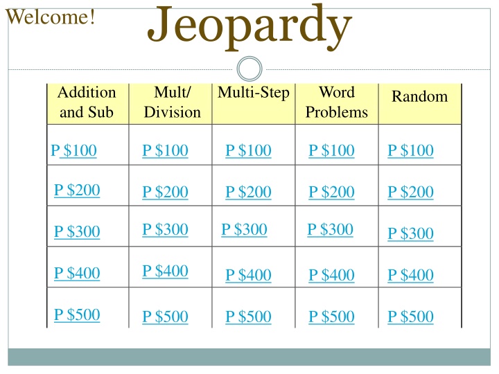 Jeopardy: Math Challenge