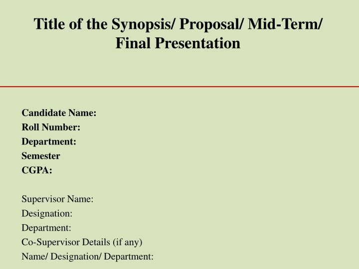 Candidate Presentation Template