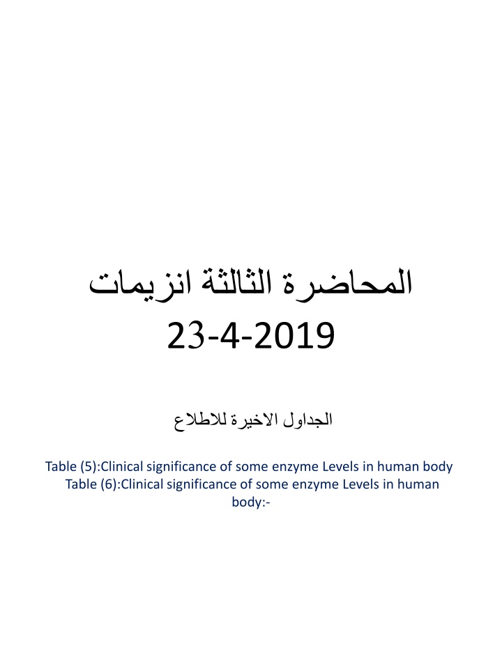 Clinical Significance of Enzyme Levels in Human Body