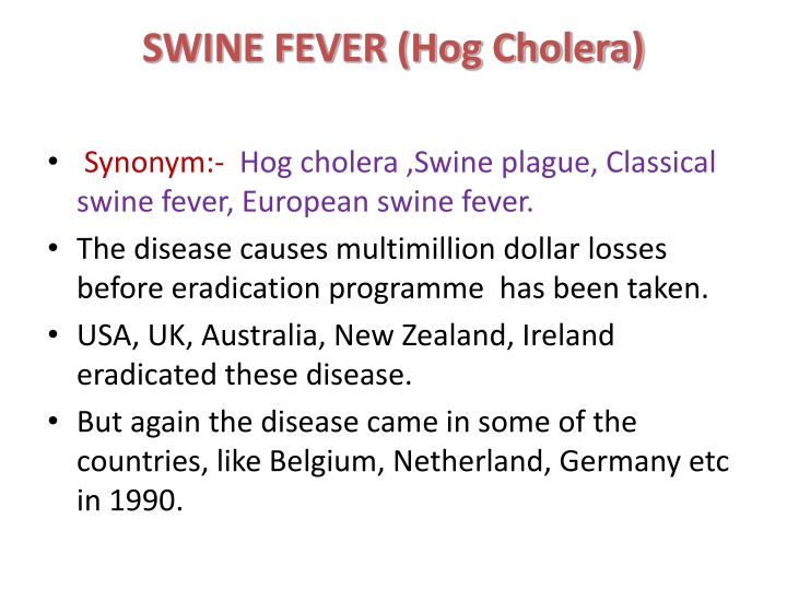 Swine Fever (Hog Cholera) Overview: Causes, Symptoms, and Transmission