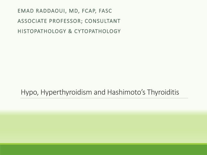 Hypothyroidism and Hashimoto's Thyroiditis