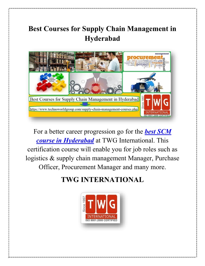 best courses for supply chain management n.w