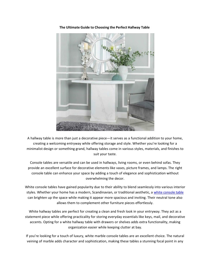 Elevate Your Home with the Perfect Hallway Table