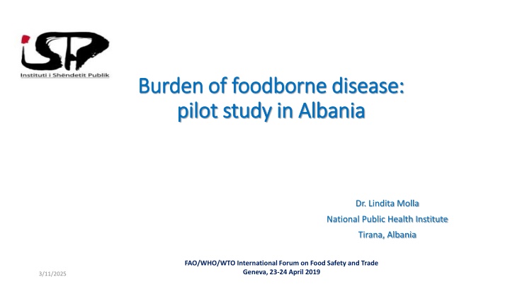 Pilot Study on Foodborne Disease Burden in Albania