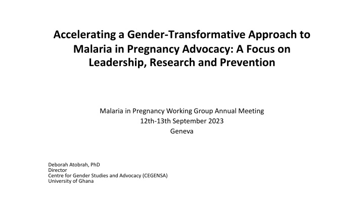 Gender-Responsive Malaria Advocacy: Accelerating Progress
