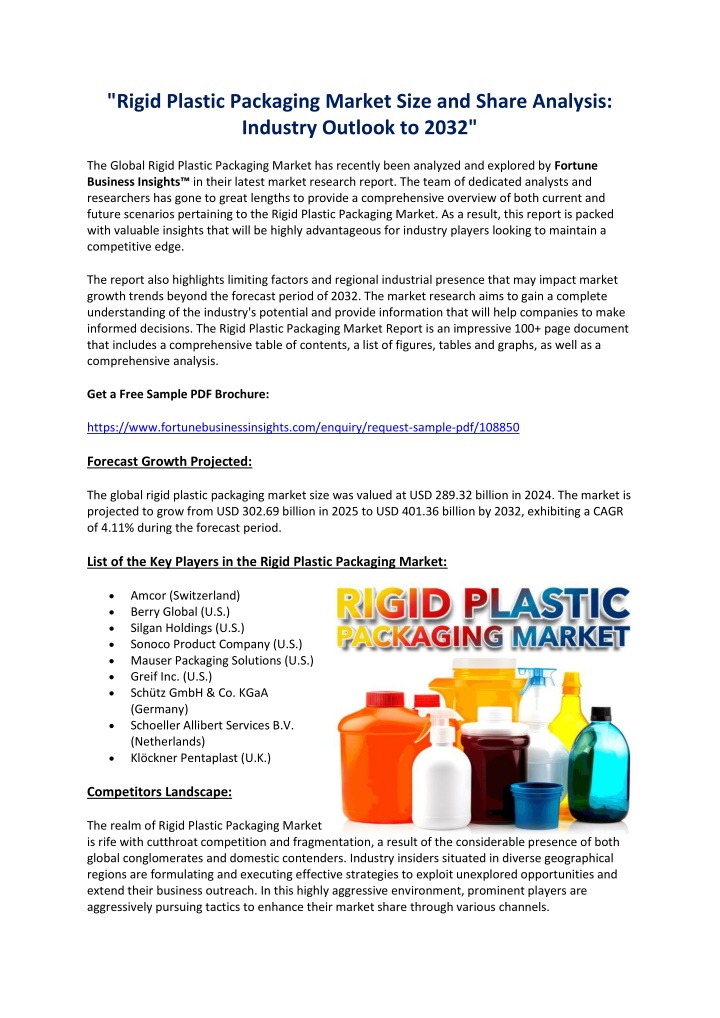 rigid plastic packaging market size and share n.w