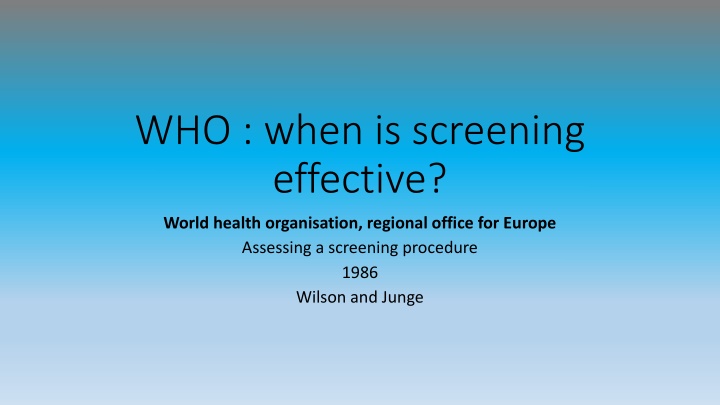 Effective Screening Protocols and National Cancer Plan