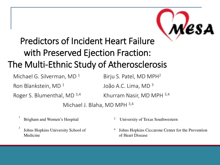 predictors of incident heart predictors n.w