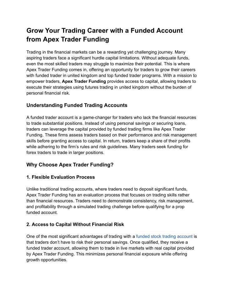 grow your trading career with a funded account n.w