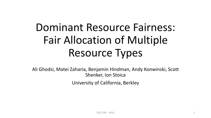 dominant resource fairness fair allocation n.w