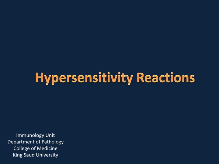 Overview of Hypersensitivity Reactions in Immunology